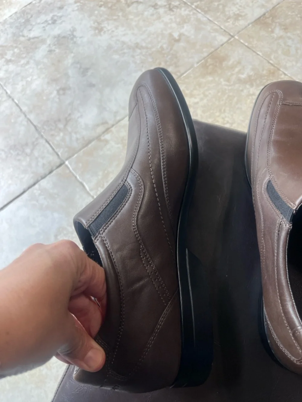 Rockport adiPRENE by adidas Brown Slip-On Leather shoes 👞 🆕 without 📦